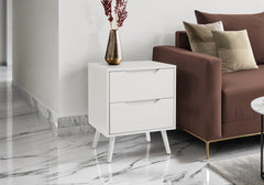 Accent Table, Side Table, End, Storage Drawer, Nightstand, Bedroom, Living Room, White Laminate, Modern, Contemporary