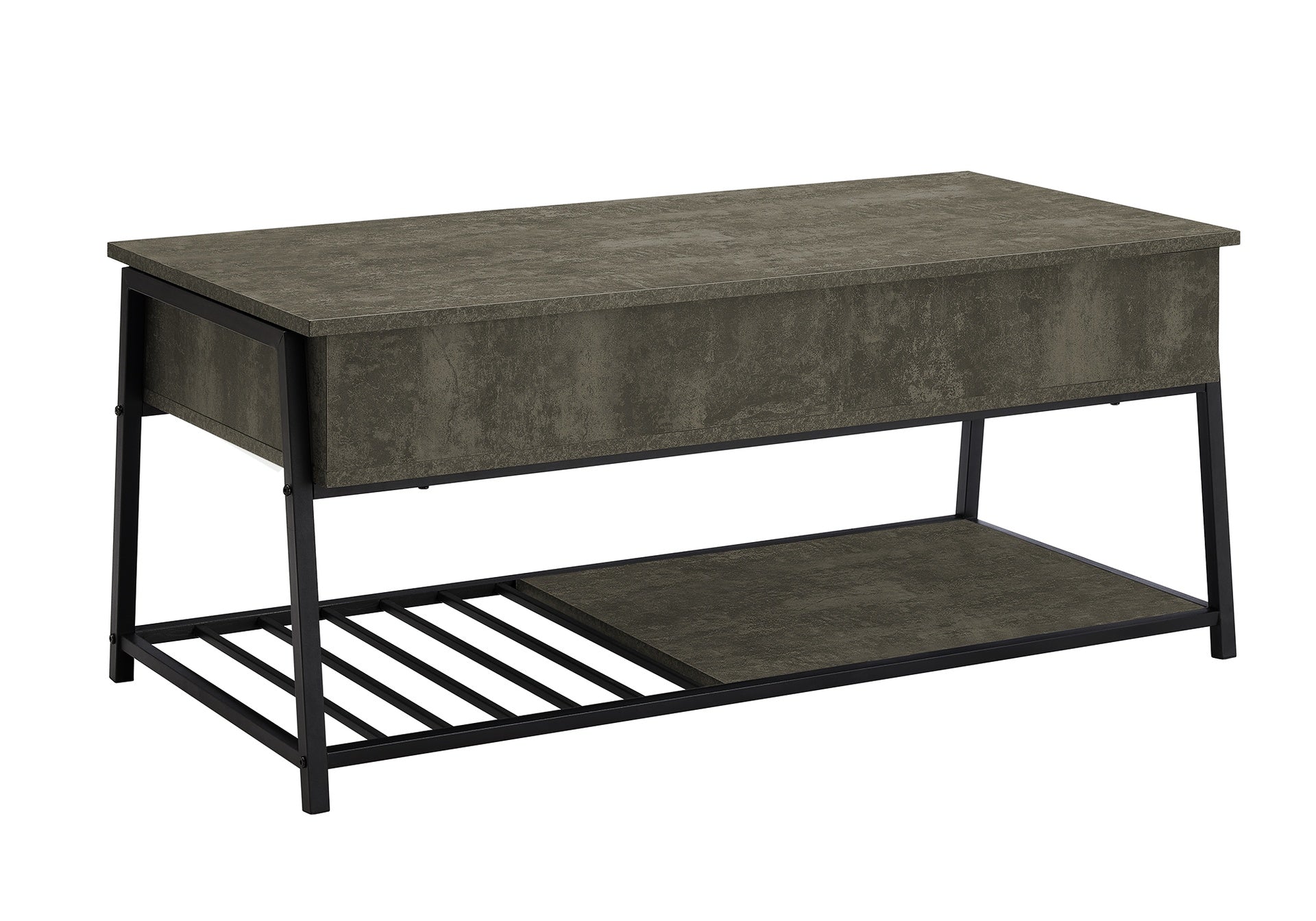 Coffee Table, 42" L, Cocktail, Lift-top, Rectangular, Storage, Living Room, Dark Bronze Laminate, Black Metal, Contemporary, Modern