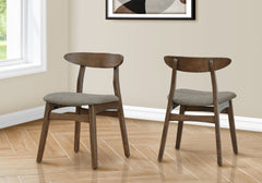 Dining Chair, 32" Height, Set Of 2, Side, Upholstered, Kitchen, Dining Room, Dark Walnut, Brown Fabric, Modern, Mid Century