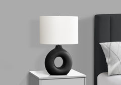 Lighting, 24"h, Table Lamp, Black Ceramic, Ivory / Cream Shade, Contemporary, Modern