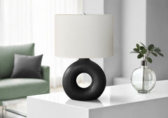 Lighting, 24"h, Table Lamp, Black Ceramic, Ivory / Cream Shade, Contemporary, Modern