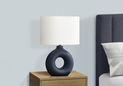 Lighting, 24"h, Table Lamp, Blue Ceramic, Ivory / Cream Shade, Contemporary, Modern