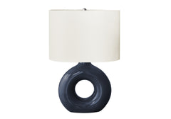 Lighting, 24"h, Table Lamp, Blue Ceramic, Ivory / Cream Shade, Contemporary, Modern