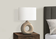 Lighting, 24"h, Table Lamp, Brown Ceramic, Ivory / Cream Shade, Contemporary, Modern