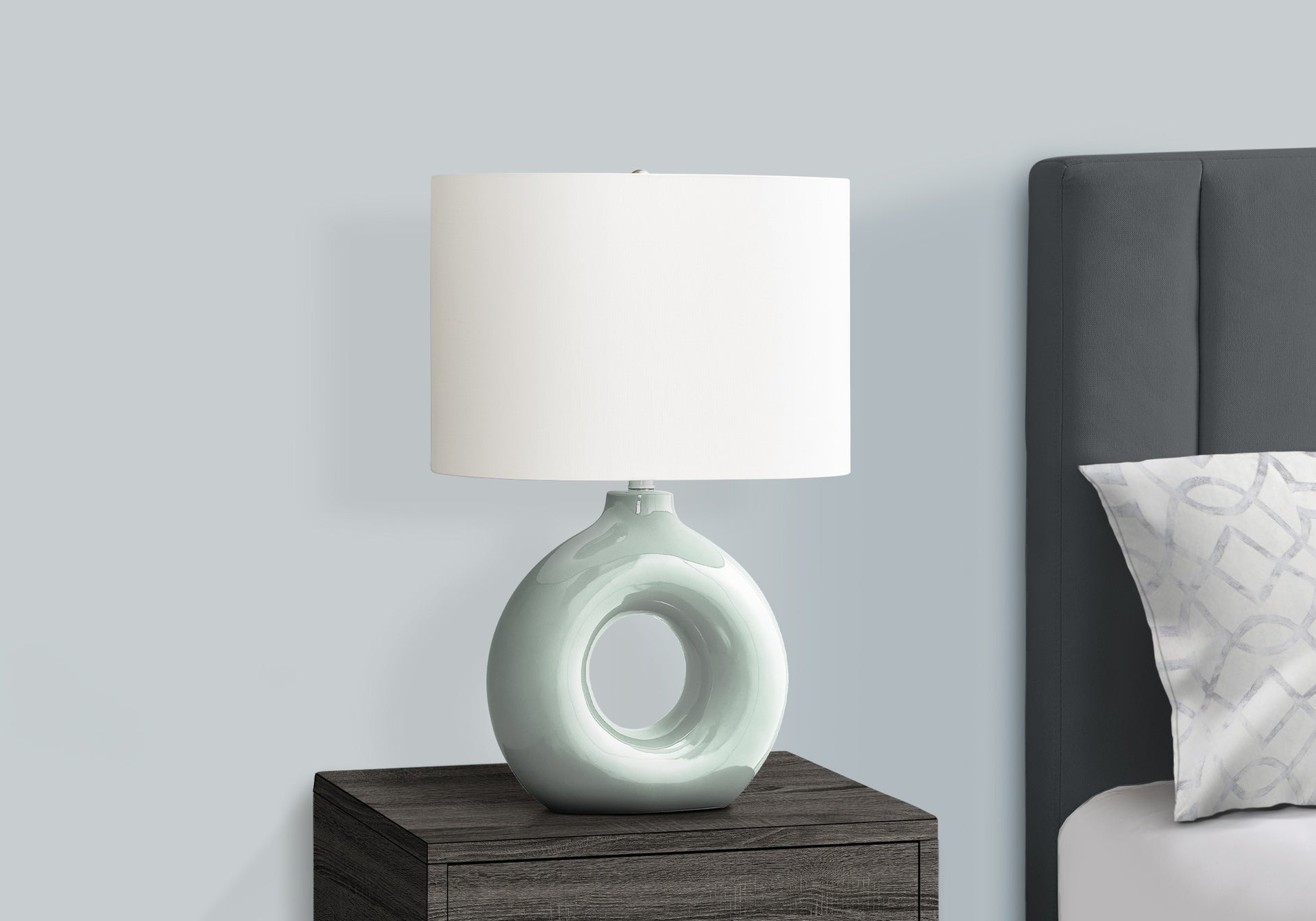 Lighting, 24"h, Table Lamp, Green Ceramic, Ivory / Cream Shade, Contemporary, Modern