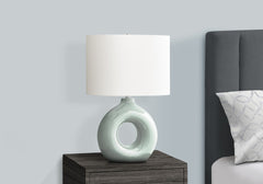Lighting, 24"h, Table Lamp, Green Ceramic, Ivory / Cream Shade, Contemporary, Modern