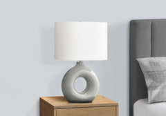 Lighting, 24"h, Table Lamp, Grey Ceramic, Ivory / Cream Shade, Contemporary, Modern