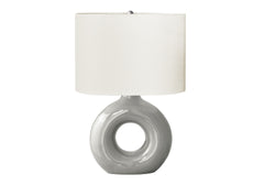 Lighting, 24"h, Table Lamp, Grey Ceramic, Ivory / Cream Shade, Contemporary, Modern