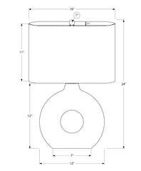 Lighting, 24"h, Table Lamp, Grey Ceramic, Ivory / Cream Shade, Contemporary, Modern