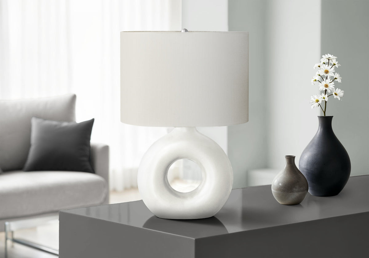 Lighting, 24"h, Table Lamp, White Ceramic, Ivory / Cream Shade, Contemporary, Modern