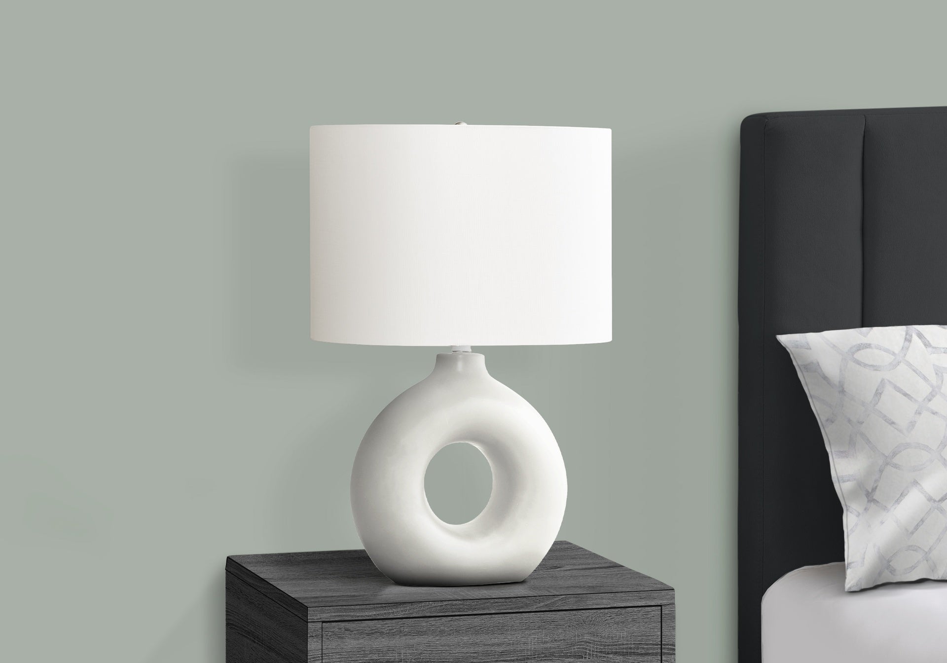 Lighting, 24"h, Table Lamp, White Ceramic, Ivory / Cream Shade, Contemporary, Modern