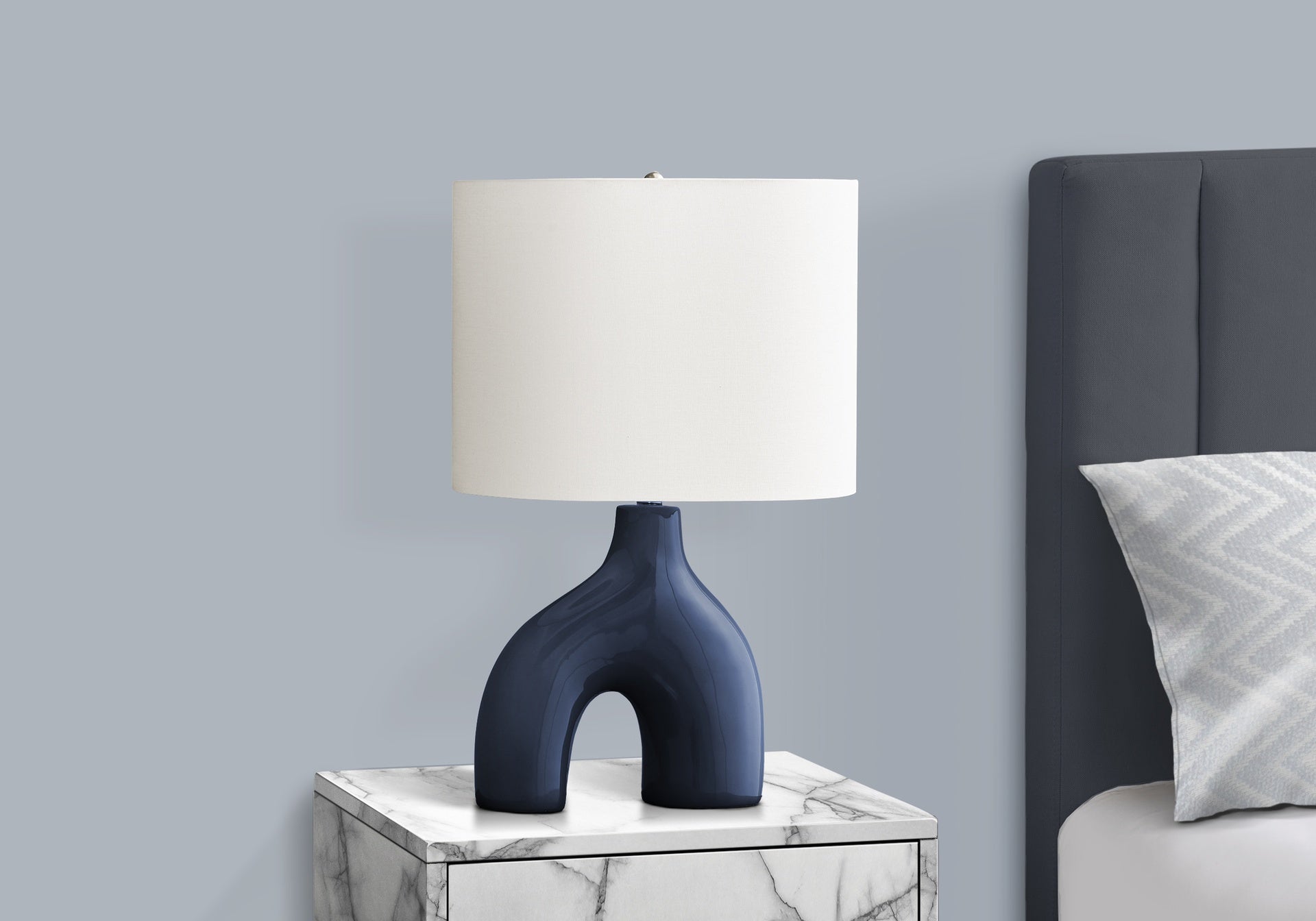 Lighting, 25"h, Table Lamp, Blue Ceramic, Ivory / Cream Shade, Contemporary, Modern