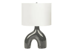 Lighting, 25"h, Table Lamp, Dark Grey Ceramic, Ivory / Cream Shade, Contemporary, Modern