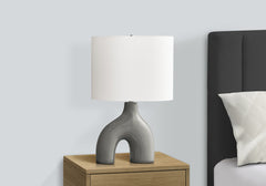 Lighting, 25"h, Table Lamp, Dark Grey Ceramic, Ivory / Cream Shade, Contemporary, Modern