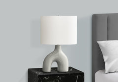 Lighting, 25"h, Table Lamp, Grey Ceramic, Ivory / Cream Shade, Contemporary, Modern