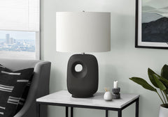 Lighting, 26"h, Table Lamp, Black Ceramic, Ivory / Cream Shade, Contemporary, Modern