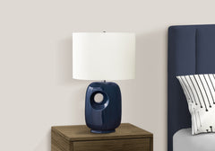 Lighting, 26"h, Table Lamp, Blue Ceramic, Ivory / Cream Shade, Contemporary, Modern