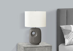 Lighting, 26"h, Table Lamp, Dark Grey Ceramic, Ivory / Cream Shade, Contemporary