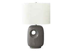 Lighting, 26"h, Table Lamp, Dark Grey Ceramic, Ivory / Cream Shade, Contemporary