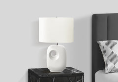 Lighting, 26"h, Table Lamp, White Ceramic, Ivory / Cream Shade, Contemporary, Modern