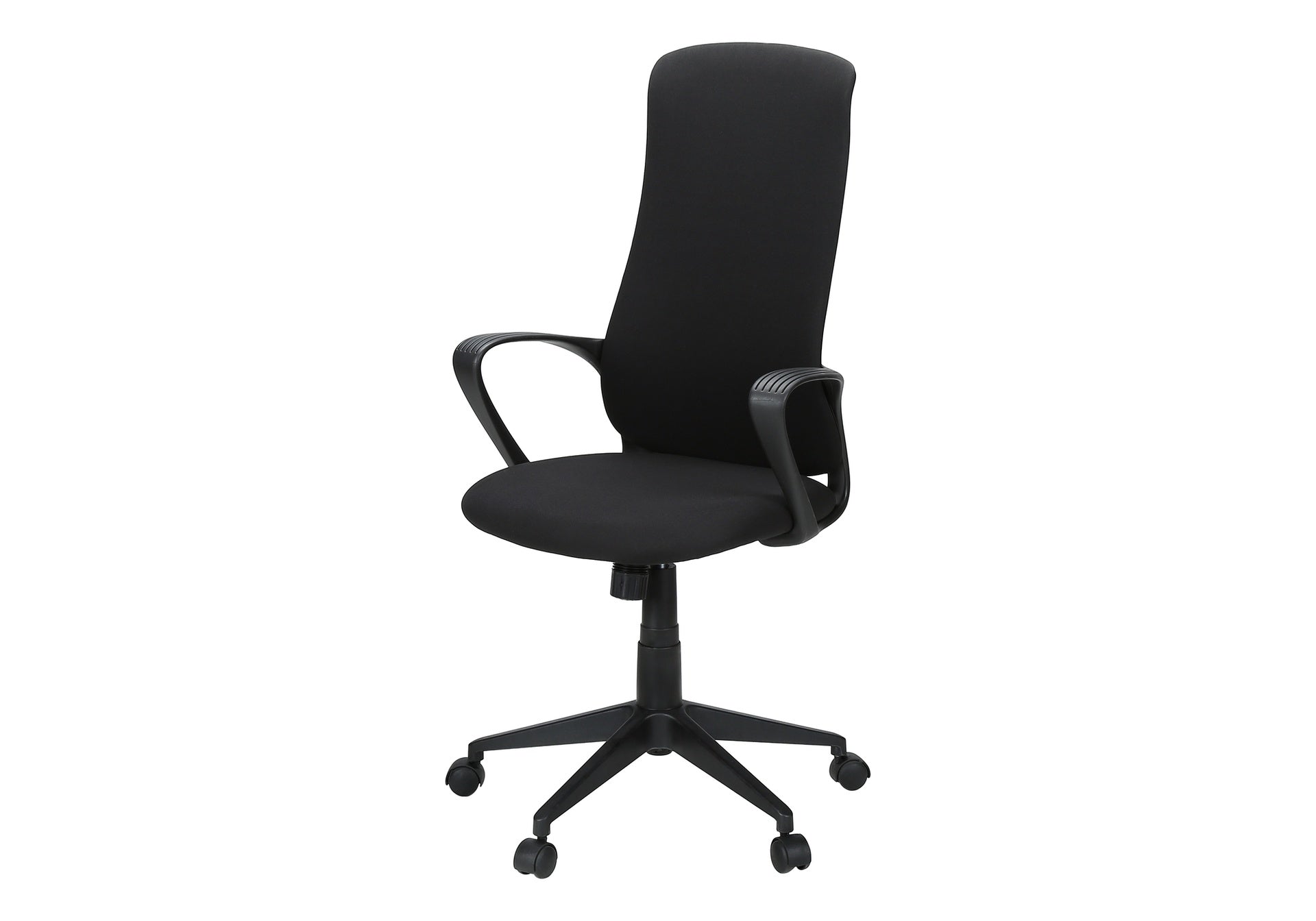 Office Chair, Adjustable Height, Armrests, Swivel, Ergonomic, Work, Black Fabric, Black Metal, Contemporary, Modern