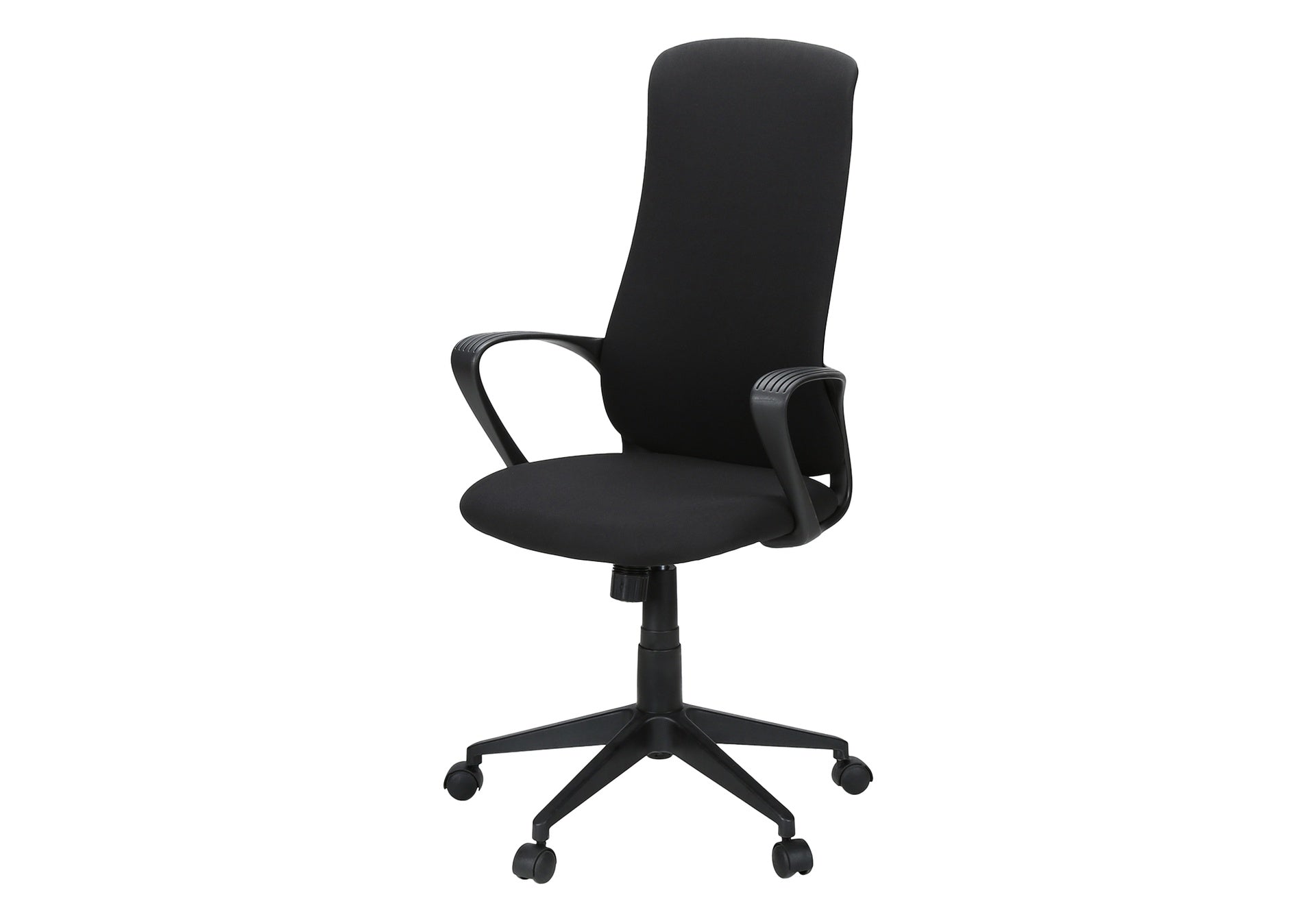 Office Chair, Adjustable Height, Armrests, Swivel, Ergonomic, Work, Black Fabric, Black Metal, Contemporary, Modern