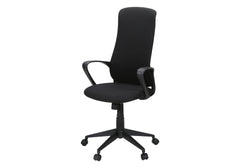 Office Chair, Adjustable Height, Armrests, Swivel, Ergonomic, Work, Black Fabric, Black Metal, Contemporary, Modern