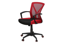 Office Chair, Adjustable Height, Swivel, Ergonomic, Armrests, Computer Desk, Work, Red Mesh, Black Metal, Contemporary, Modern