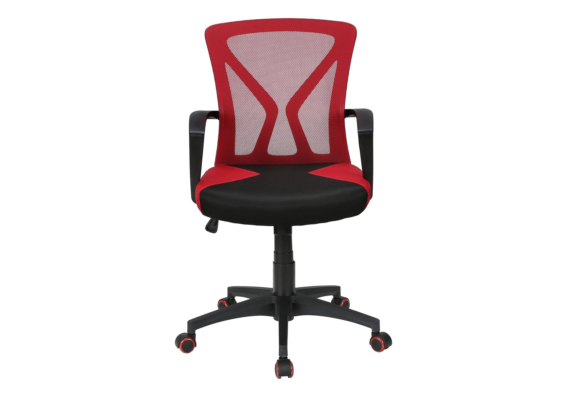 Office Chair, Adjustable Height, Swivel, Ergonomic, Armrests, Computer Desk, Work, Red Mesh, Black Metal, Contemporary, Modern