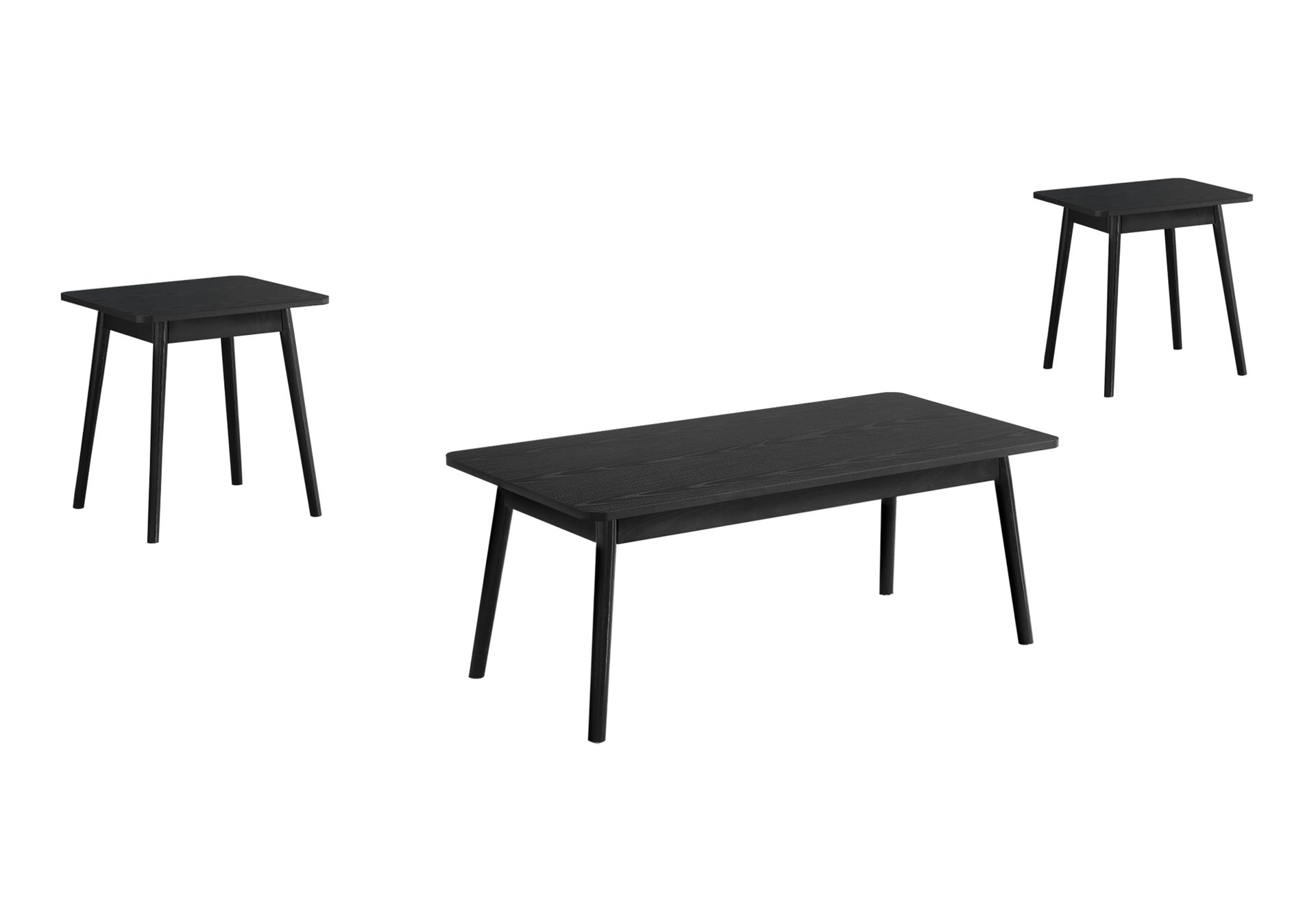 Table Set, 3pcs Set, Coffee, End, Side, Accent, Living Room, Black Laminate, Mid Century, Modern