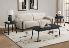 Table Set, 3pcs Set, Coffee, End, Side, Accent, Living Room, Black Laminate, Mid Century, Modern