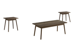 Table Set, 3pcs Set, Coffee, End, Side, Accent, Living Room, Dark Brown Laminate, Mid Century, Modern