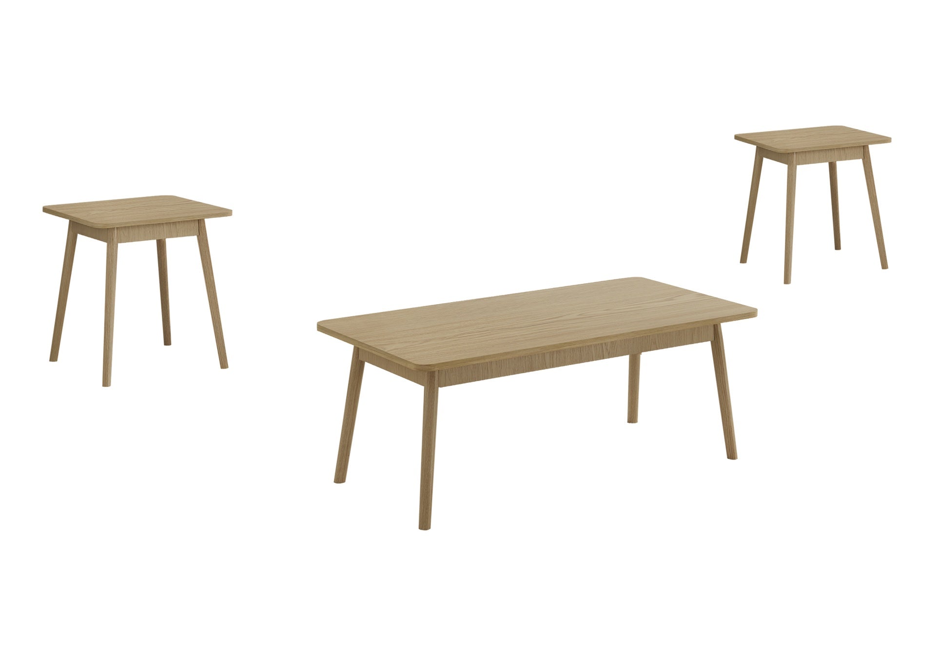Table Set, 3pcs Set, Coffee, End, Side, Accent, Living Room, Natural Laminate, Mid Century, Modern