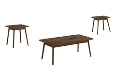 Table Set, 3pcs Set, Coffee, End, Side, Accent, Living Room, Walnut Laminate, Mid Century, Modern