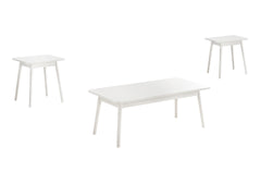 Table Set, 3pcs Set, Coffee, End, Side, Accent, Living Room, White Laminate, Mid Century, Modern