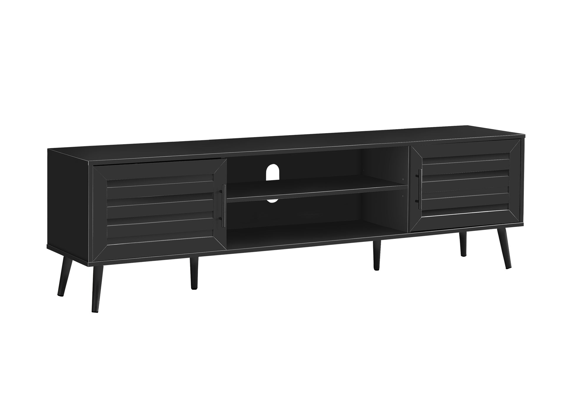 Tv Stand, 72 Inch, Console, Media Entertainment Center, Storage Cabinet, Living Room, Bedroom, Black Laminate, Transitional