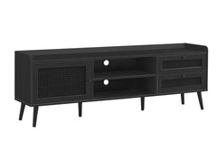 Tv Stand, 72 Inch, Console, Media Entertainment Center, Storage Cabinet, Living Room, Bedroom, Black Laminate, Wood Legs, Transitional