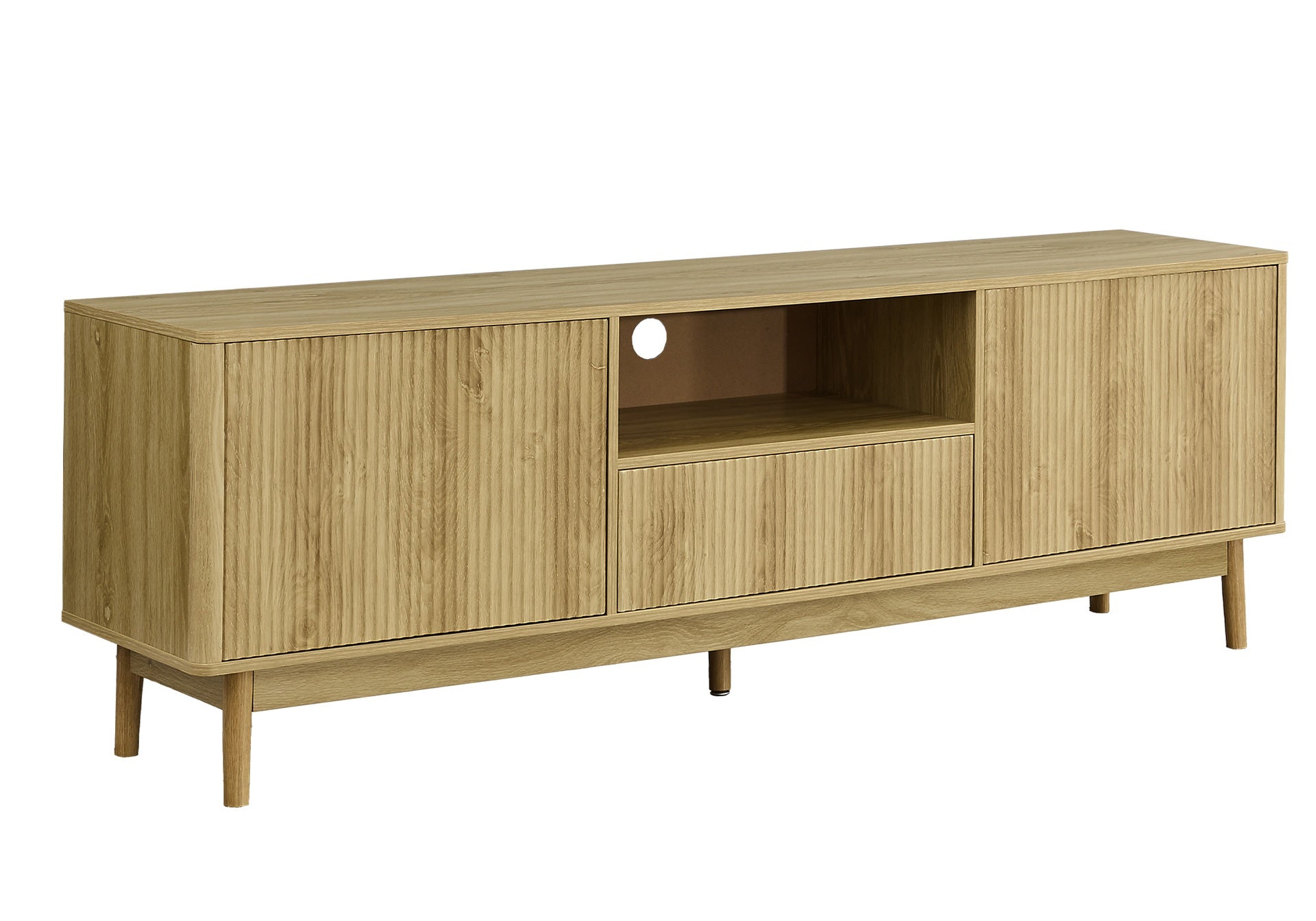 Tv Stand, 72 Inch, Console, Storage Cabinet, Storage Drawer, Media Entertainment Center, Living Room, Bedroom, Light Walnut Laminate, Mid Century
