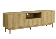 Tv Stand, 72 Inch, Console, Storage Cabinet, Storage Drawer, Media Entertainment Center, Living Room, Bedroom, Light Walnut Laminate, Mid Century