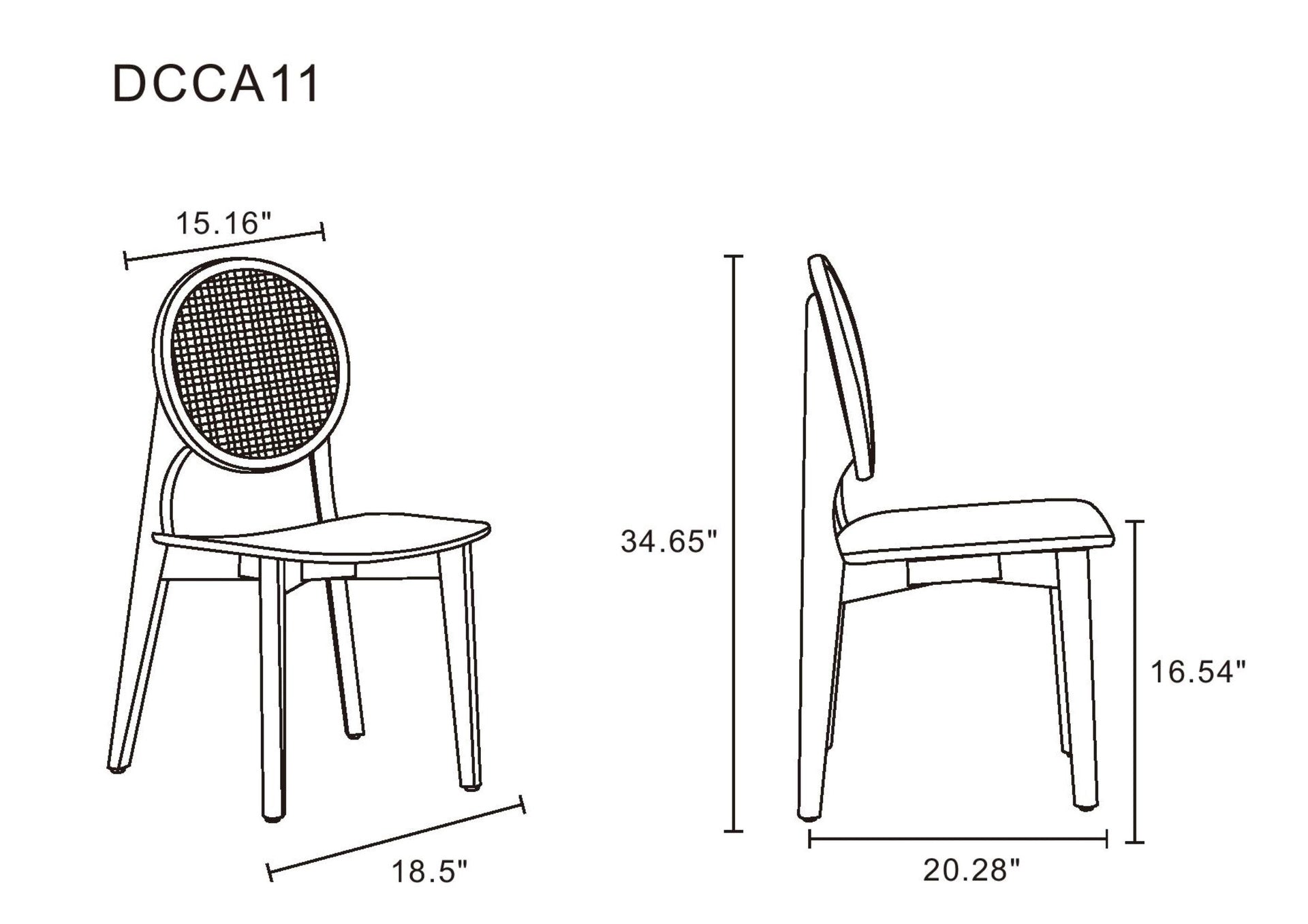 Dining Chair - Set of 2 in Black and Natural