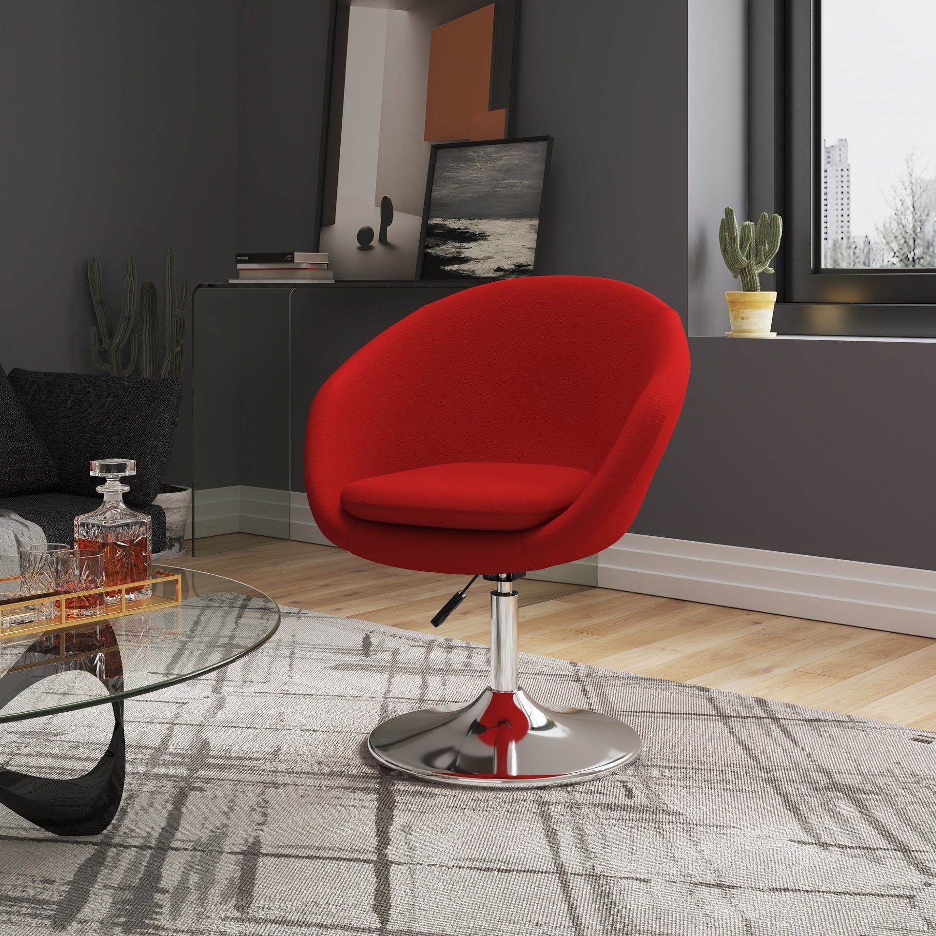 Swivel Lounge Chair in Red