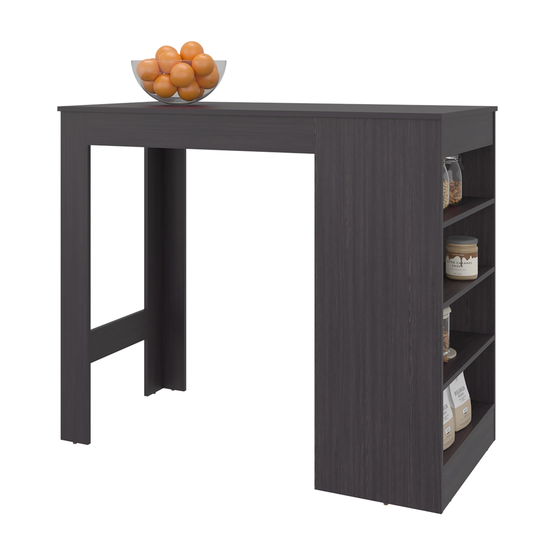 Kitchen Island, 4 Shelves, Black Wengue