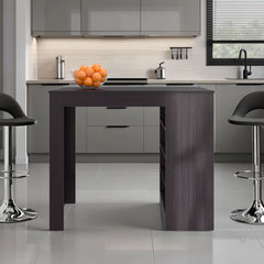 Kitchen Island, 4 Shelves, Black Wengue