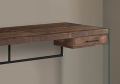 Computer Desk, Home Office, Laptop, Storage Drawers, 48"l, Work, Brown Laminate, Clear Tempered Glass, Contemporary, Modern