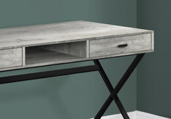 Computer Desk, Home Office, Laptop, Storage Drawers, 48"l, Work, Grey Laminate, Black Metal, Contemporary, Modern