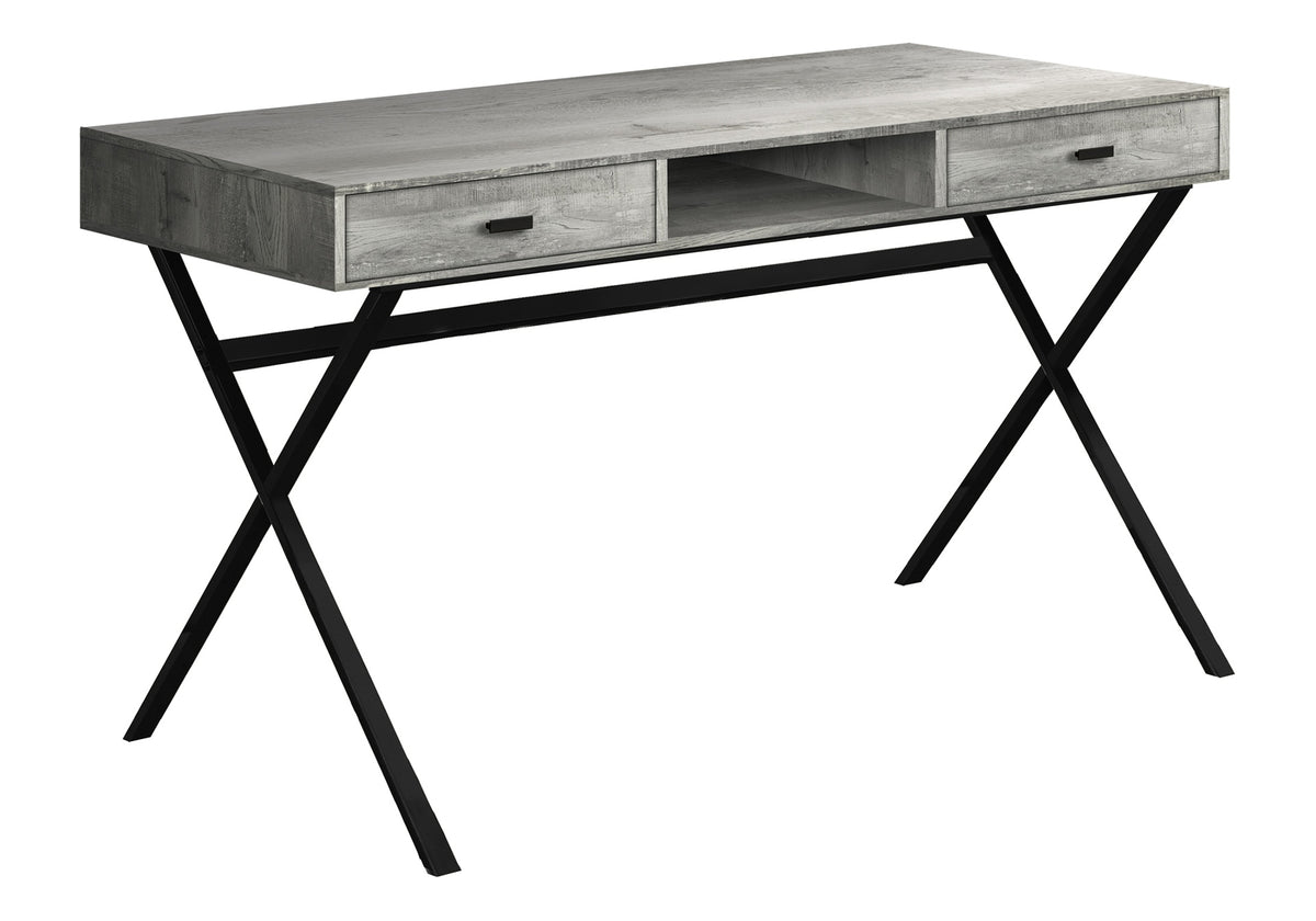 Computer Desk, Home Office, Laptop, Storage Drawers, 48"l, Work, Grey Laminate, Black Metal, Contemporary, Modern