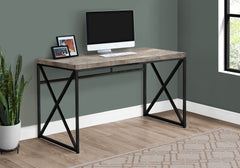 Computer Desk, Home Office, Laptop, Work, Beige Laminate, Black Metal, Contemporary, Modern