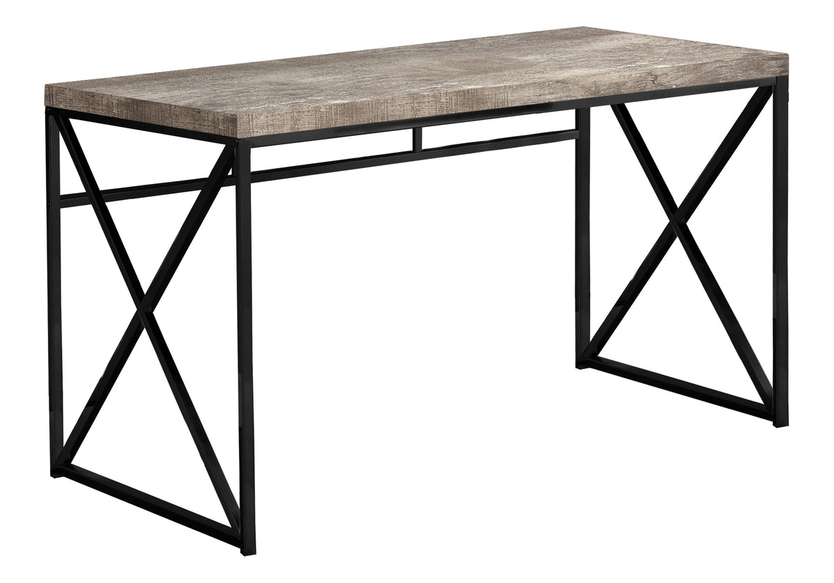 Computer Desk, Home Office, Laptop, Work, Beige Laminate, Black Metal, Contemporary, Modern