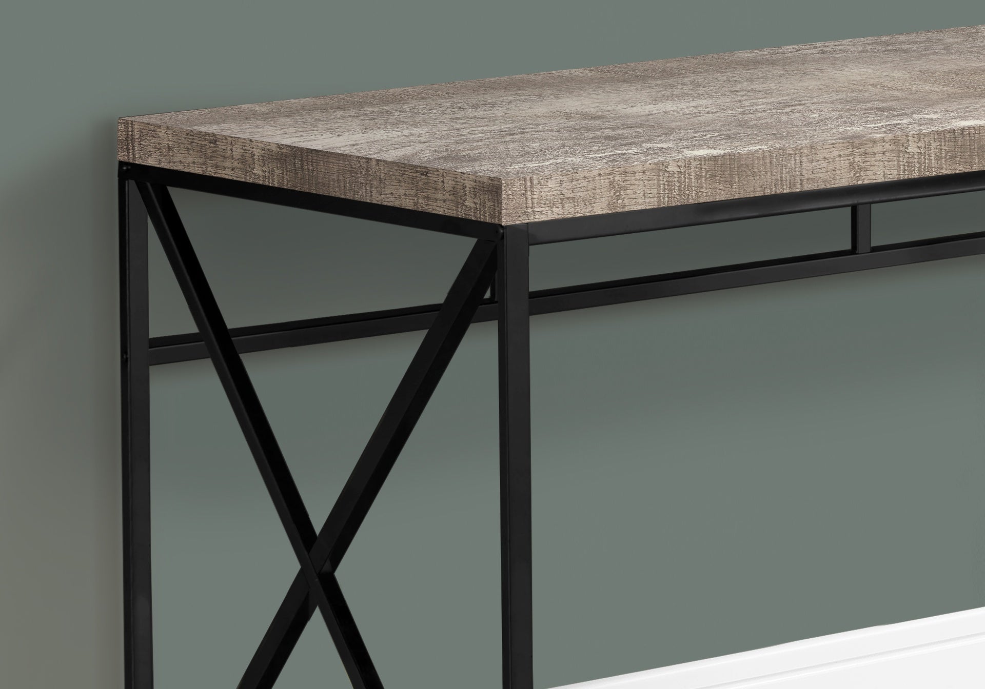 Computer Desk, Home Office, Laptop, Work, Beige Laminate, Black Metal, Contemporary, Modern