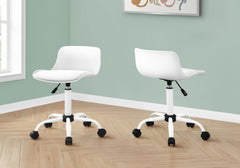 Office Chair, Adjustable Height, Swivel, Ergonomic, Computer Desk, Work, Juvenile, White Leather Look, White Metal, Contemporary, Modern